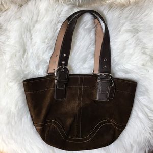 Coach brown suede bag